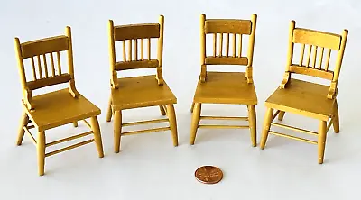 $29.99 • Buy 4 Dollhouse Miniature 1:12 Natural Wood Spindle Back Chairs 3.25  Tall
