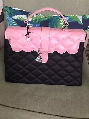 My Flat  In London Quilted Pink & Black Large Tote/satchel • $169.95