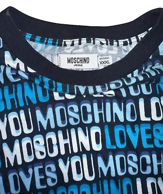 Rare Moschino Jeans Graphic T-Shirt  Moschino Loves You  3XL • $99