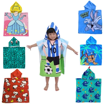 £9.99 • Buy Kids Hooded Poncho Towel Cotton Changing Robes Swimming Bath Beach Quick Dry