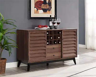 Vaughn Wine Cabinet Sideboard Buffet Unit In Walnut By Dorel • £229.99