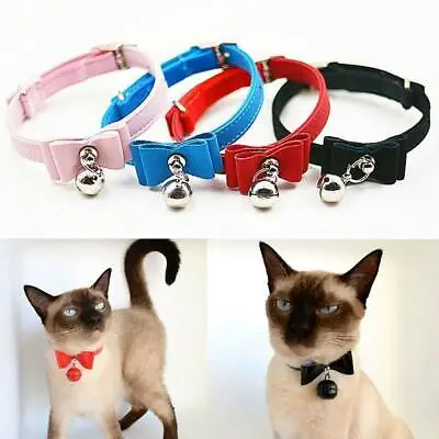 £3.46 • Buy Small Pet Dog Cat Collar Velvet Bow Tie With Bell Puppy Kitten Necktie Collar