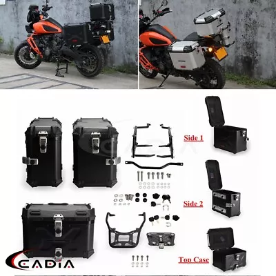 Black Hard Shell Aluminum Trunk Saddlebag Luggage Case For Harley Pan America  • $1249.99