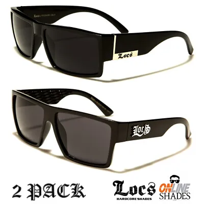 2 Pack LOCS Gangster Designer Classic Shades Square Flat Top Black Sunglasses • $25.95