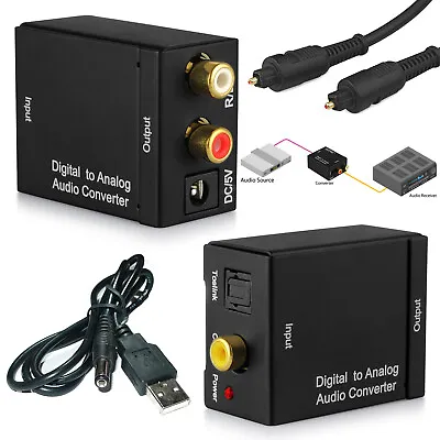 £6.59 • Buy Digital To Analogue Audio Optical Coaxial Toslink RCA LR Sound Adapter Converter