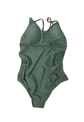 A Pea In The Pod NEW Cross Front Swimsuit Womens Green One Piece Maternity XS • $36.50