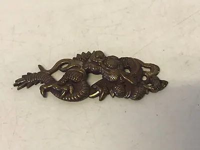 Antique Japanese Gilt Metal Bronze ? Dragon Menuki Samurai Sword Katana Ornament • $115