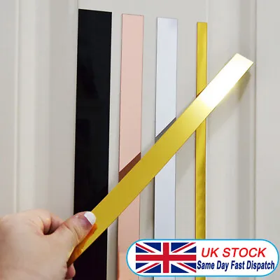 10PC Long Strip Mirror Acrylic Wall Stickers Self-adhesive Tile Rectangle Decal • £4.84