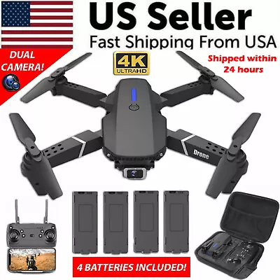 2024 New RC Drone With 4K HD Dual Camera WiFi FPV Foldable Quadcopter +4 Battery • $45.99