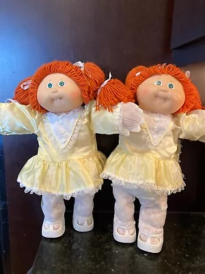 Vintage 1986 Coleco Cabbage Patch Twins--Red Hair W/ Green Eyes One W/ Tooth • $24.50