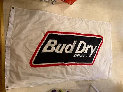 Vintage 1990 3x5 Bud Dry Draft Beer Flag Nyl-Glo Made In USA • $17.70