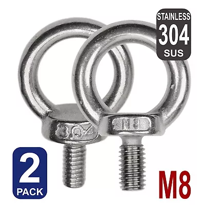 Ring Eye Bolts Screws M8 304 Stainless Steel Lifting Metric Coarse Threaded SUS • $10.50