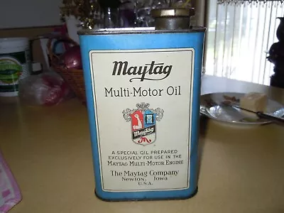 Vintage    Maytag    Multi-motor Oil 1 Quart Factory Oil Tin Can  -  Empty • $39.99