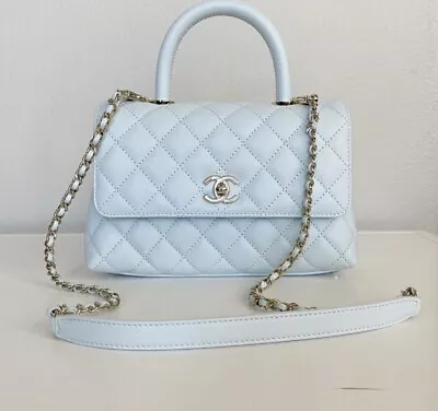 CHANEL 21k Light Blue Caviar Small COCO Handle New! Unicorn!!! 💙💙 RRP $9250 • $8600