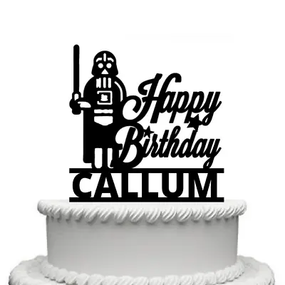 Personalised Star Wars Darth Vader Happy Birthday Gloss Acrylic Cake Topper • £9.99