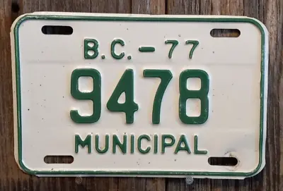 1977 British Columbia  Municipal  License Plate (9478) • $12.95