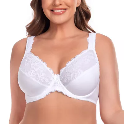 UK Ladies Full Cup Underwired Bra Large Bust Lace Bras Plus Size Lingerie C-HH • £11.97