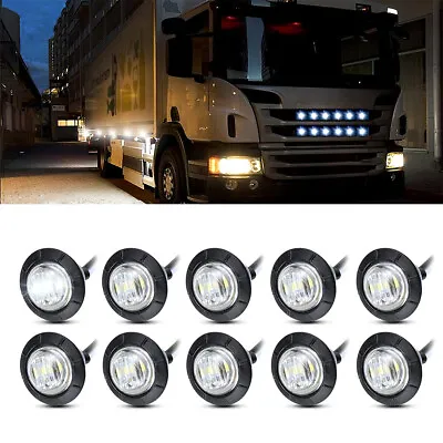 10X Mini 3/4  Round LED Marker Lights Trailer Truck White Bullet Clearance Light • $11.92