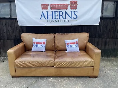 *Tan Leather Halo Sofa (IDAHO) 2 Of 2 FREE DELIVERY 🚚* • £480