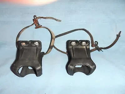 Vintage Bike Pedal Toe Clips Sinch Straps Christophe Winwood Black Plastic -Nice • $24.95