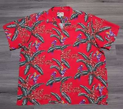 Paradise Found Men's Red Parrot Magnum PI Hawaiian Shirt Size 2XL • $24.99