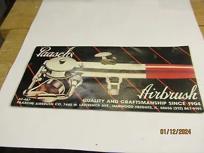 Vintage Paasche Airbrush Fold Out Advertising Catalog Brochure AF-487 1970s • $9.99