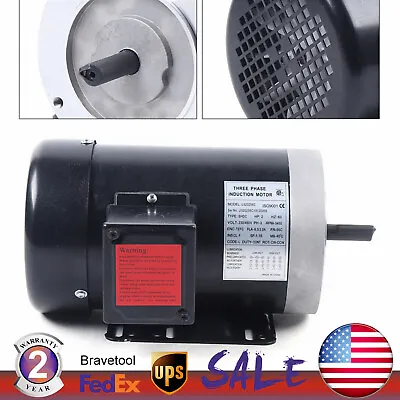 NEW 2 HP Electric Motor Three Phase 3450 RPM 56C Frame TEFC 230/460 Volt 3-Phase • $188.10