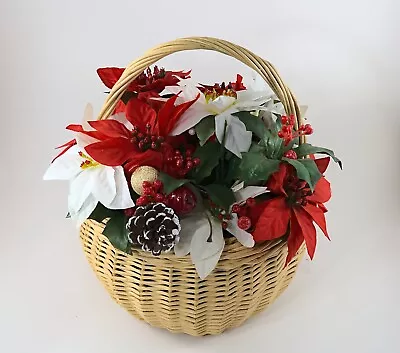 Large Centerpiece Christmas Poinsettia Basket 12  T × 11  W ( Silk- Like) • $24.99