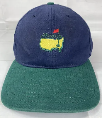Vintage The Masters American Needle Augusta Navy Blue Green Bill Fitted Cap Hat • $34.99