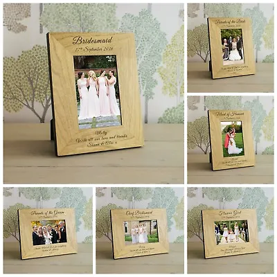 Wedding Party Role Wooden Photo Frame 6x4 - Personalised Engraved Gift • £15.52