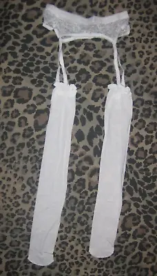 Lace Top Semi-sheer Solid Suspender Tights White Nip Goth Cyberpunk • $12