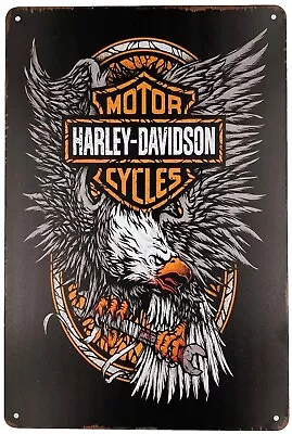 Harley Davidson Vertical Logo Metal Sign - Angry Eagle Wall Art - 8x12 Inches • $5.99