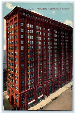 1914 Exterior View Monadnock Building Chicago Illinois Vintage Antique Postcard • $14.95