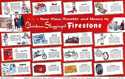 Firestone Christmas Presents TOYS Air Chief Table Radio MISS CURITY DOLL 1953 Ad • $24.99