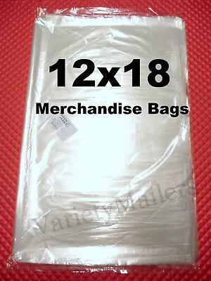 100 Clear Plastic Merchandise Bags 12''x 18'' / 1 MIL ~ Hoodies Pants XL Shirts  • $15.95