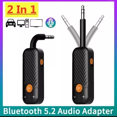 2-1 Bluetooth 5.2 Audio Receiver Transmitter 3.5 Aux With Mic Stereo Music • $8.99