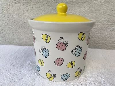 Snoopy Peanuts Easter Cookie Jar Canister Treats Ceramic Yellow Lid NEW • $20.99