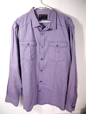 Marc Ecko Mens Shirt XL Solid Purple Long Sleeve Button Collared • $15.02