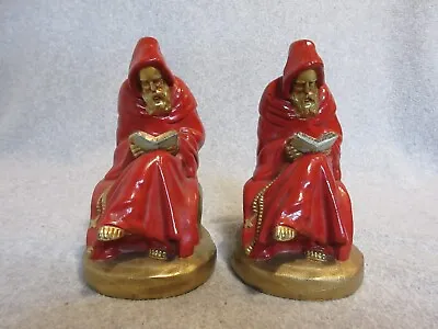 Original 1930's MONK Reading BOOK  ARMOR BRONZE Co  BOOKENDS  FRIARBROTHER • $94