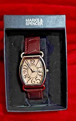 MARKS & SPENCER Brown Strap Analogue Watch Boxed & UNTESTED • £10