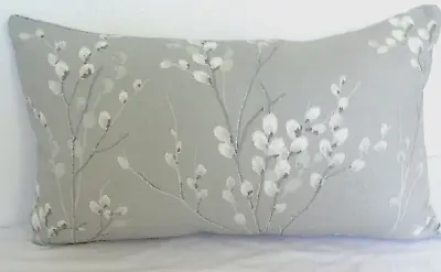 Handmade Bolster Cushion Cover In Laura Ashley Pussy Willow Steel Background. • £15.99