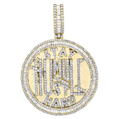 10K Yellow Gold Baguette Diamond Stay Humble Hustle Hard 2.20  Charm 3.75 CT. • $3795