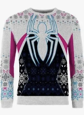 $38.61 • Buy Small 41  Gwen Spider-man Ugly Christmas Xmas Jumper Sweater By Marvel Merchoid