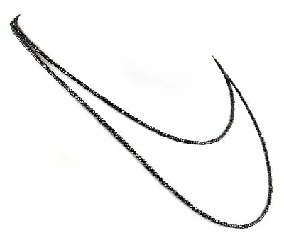 $264 • Buy 36 Inches 3 Mm Black Diamond Beads Necklace Earth Mined With Certified 