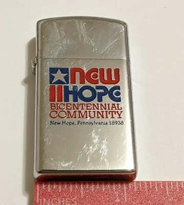 Vintage Slim Zippo Lighter New Hope Bicentennial Community New Hope Pa 18938 • $80.08