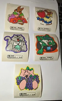 Vintage Trend Scratch & Sniff Stickers Lot Pig Mouse Frog Bunny Cat Lot Of 5 • $14.75