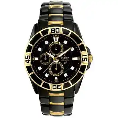 Bulova Men's 98D002 Black IP Diamond Quartz Watch MSRP $450! • $202.50