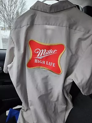 Miller Shirt Men's XL Gray Short Sleeve Button High Life Beer Employee Workwear • $35