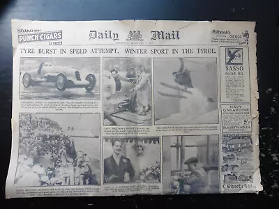 1927 Back Page Daily Mail Malcolm Campbell World Motor Speed Record Attempt • $4.30