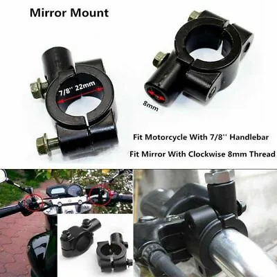 2 X 8MM Mirrors Adapter Clamp On Mount DIRT Motorcycle 7/8  Handlebar ATV QUAD • $9.60